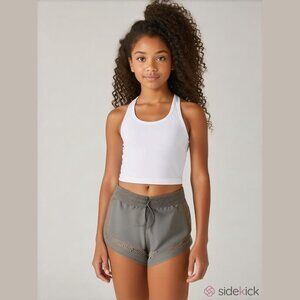 O'Neill Girl's Size 14 Olive Green Elastic Waist Lace Insert Athletic Shorts